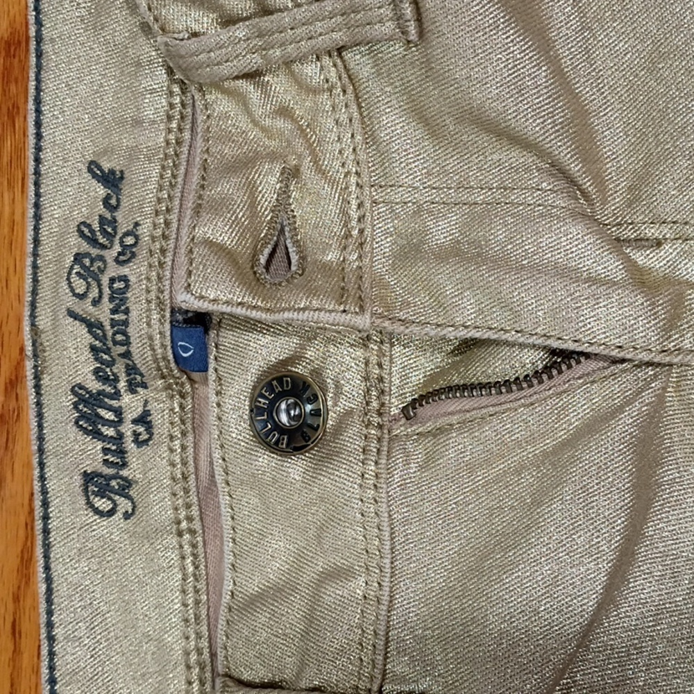 Bullhead Lowrise Skinny Gold Jeans - Picture 3 of 5